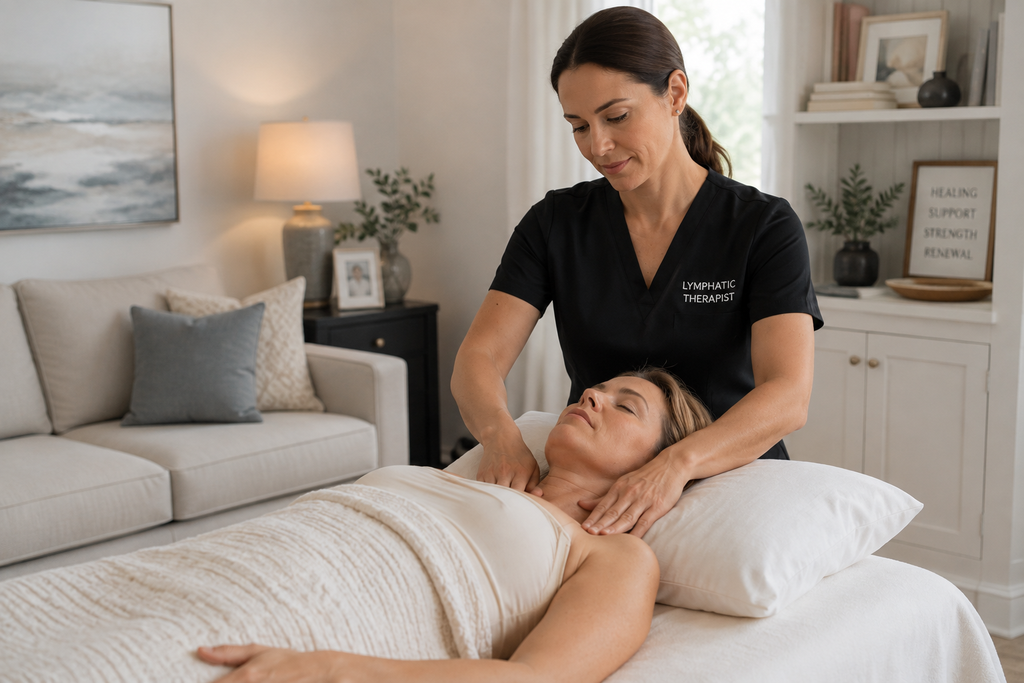 Professional in-home post-operative recovery session showing individualized