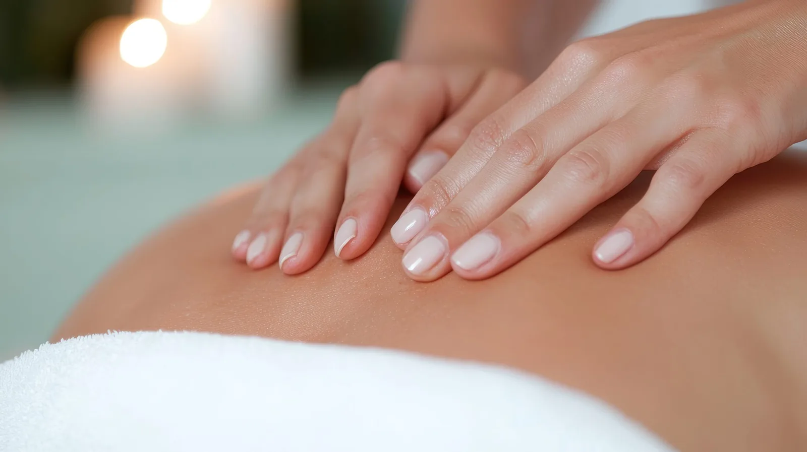 Gentle hands-on lymphatic drainage massage during an in-home visit